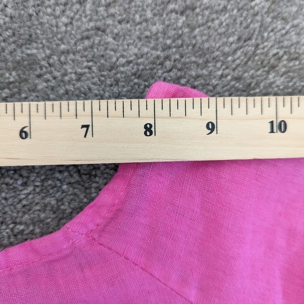 VIVIAN Shyu hot pink linen short sleeve dress Small / Medium - Picture 11 of 13